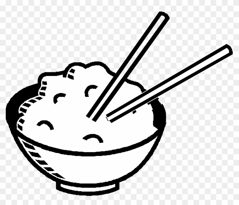 Rice Clipart Black And White - Bowl Of Rice Drawing #173113