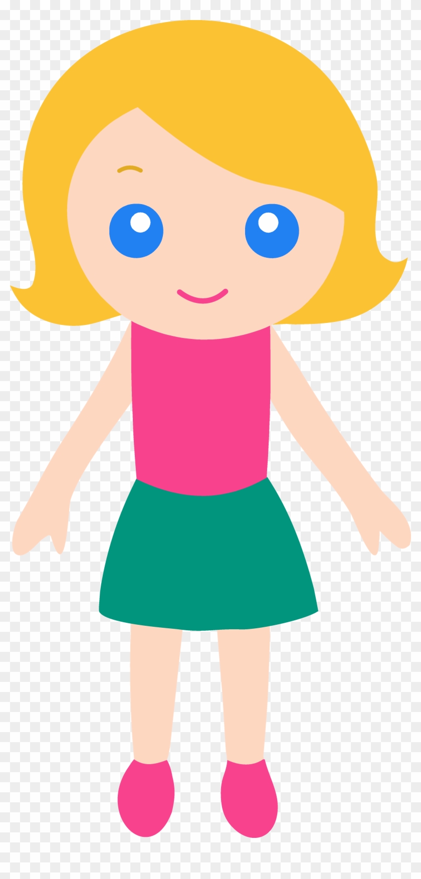 Cartoon girl with blue eyes and blonde hair