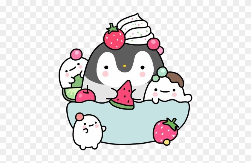 💖not My Art💖 🐧💕 Kawaii Penguin Icecream Strawberry - Kawaii Penguin Background #173369