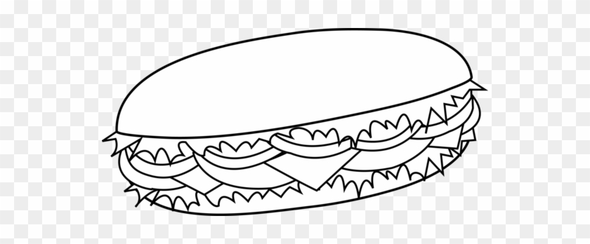 Sub Sandwich Colorable Line Art - Sandwich Black And White Clipart #173560