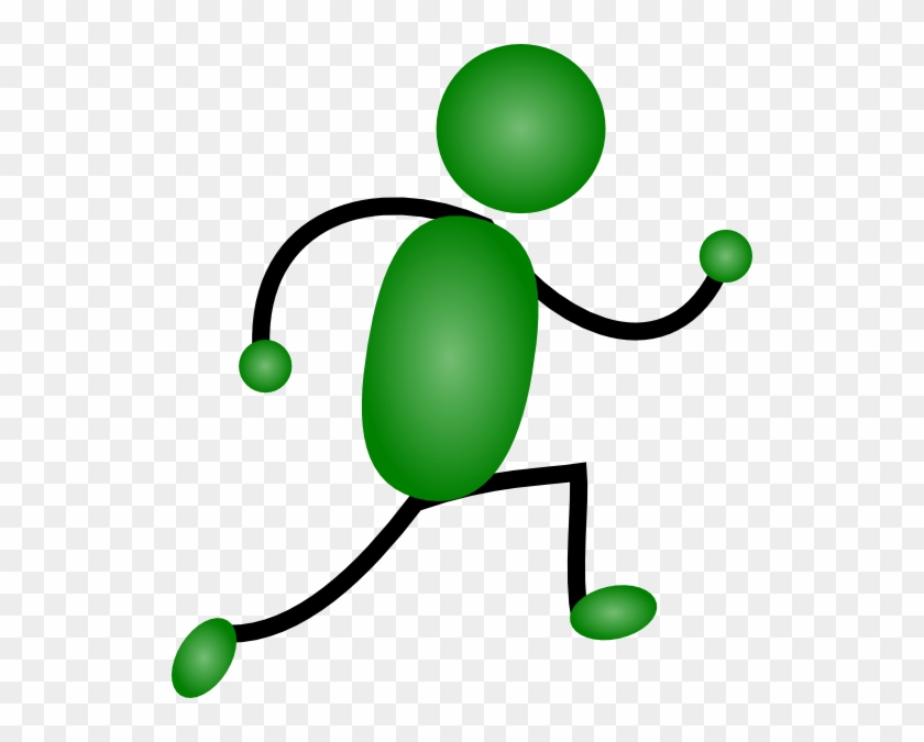 Green Jogging Man Clip Art At Clker - Stick Man Running #173582
