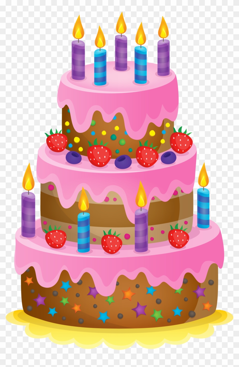 Cute Cake Png Clipart Image - Pink Birthday Cake Png #173610