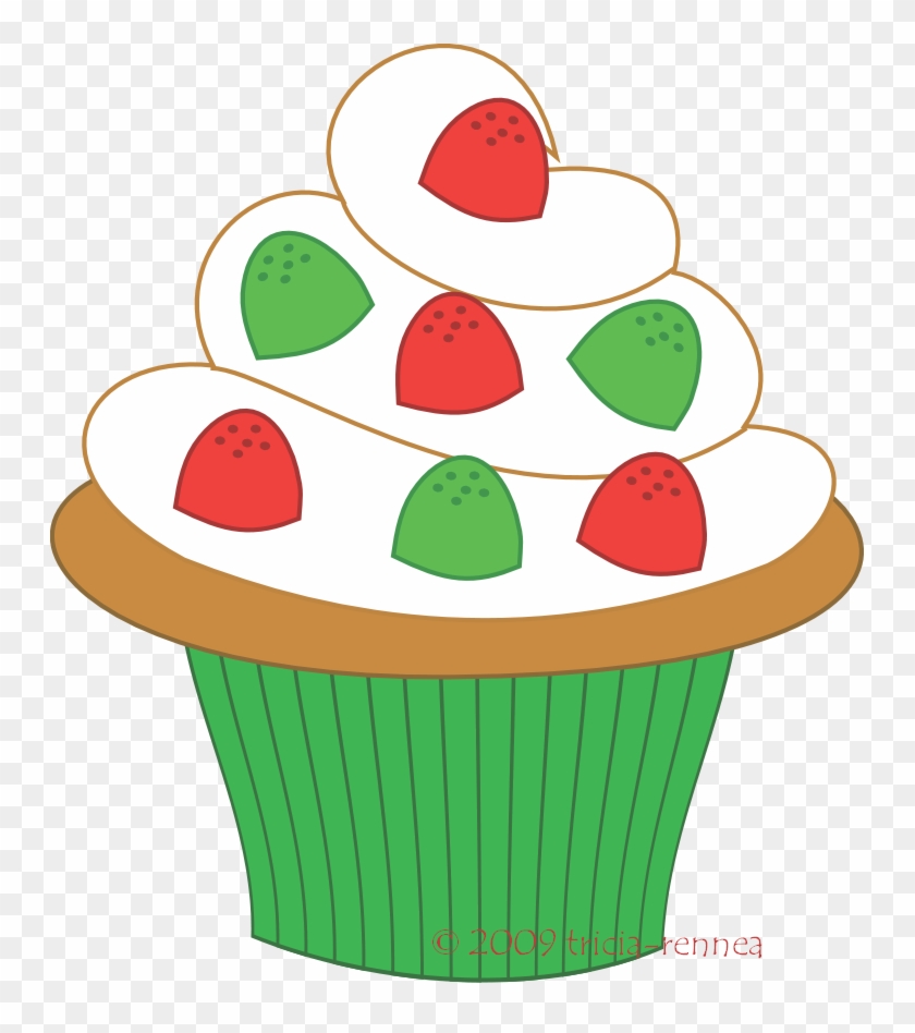 Muffin Clipart Green Cupcake - Christmas Cupcake Clipart #173675