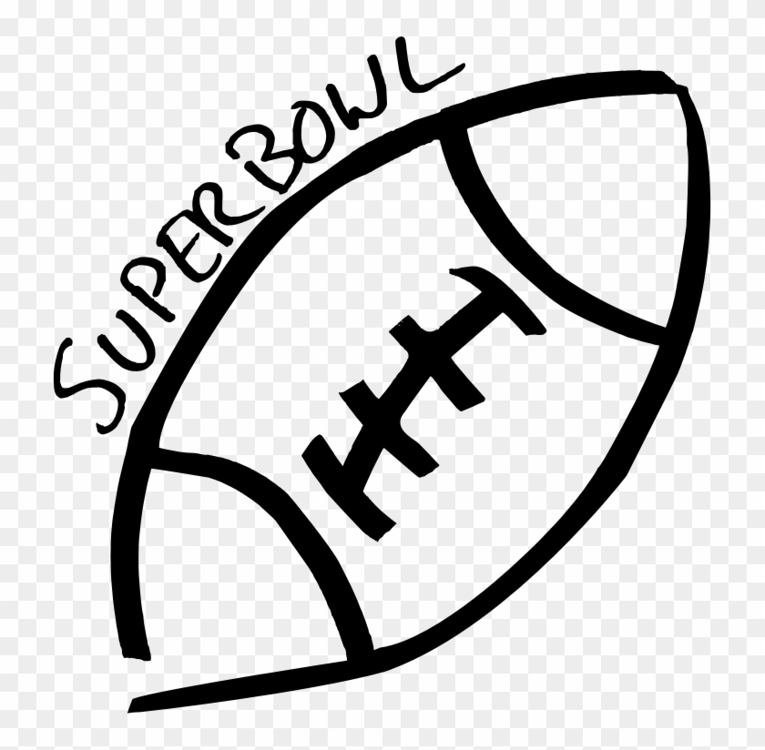 Chic Idea Superbowl Clipart Football Sketch Cleaned - Super Bowl Clipart Black And White #173715