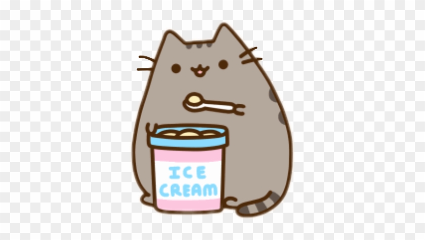 Pusheen Cat Icecream Cold Hot Yummyfreetoedit - Pusheen Eating Ice Cream #173830