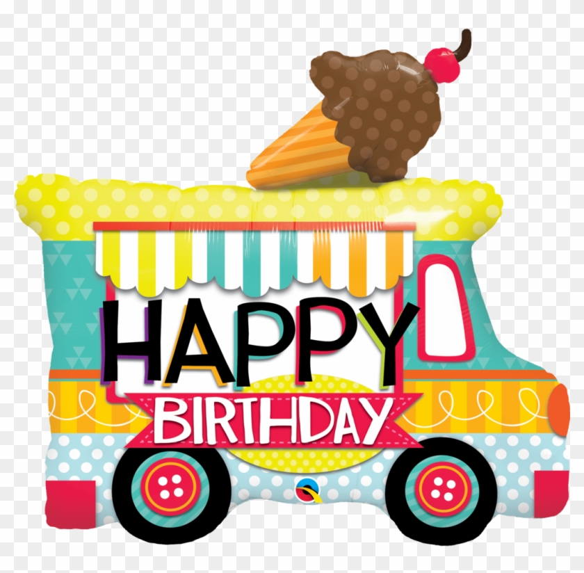 Adorable Ice Cream Truck Shaped Birthday Balloon - Happy Birthday Ice Cream #173868