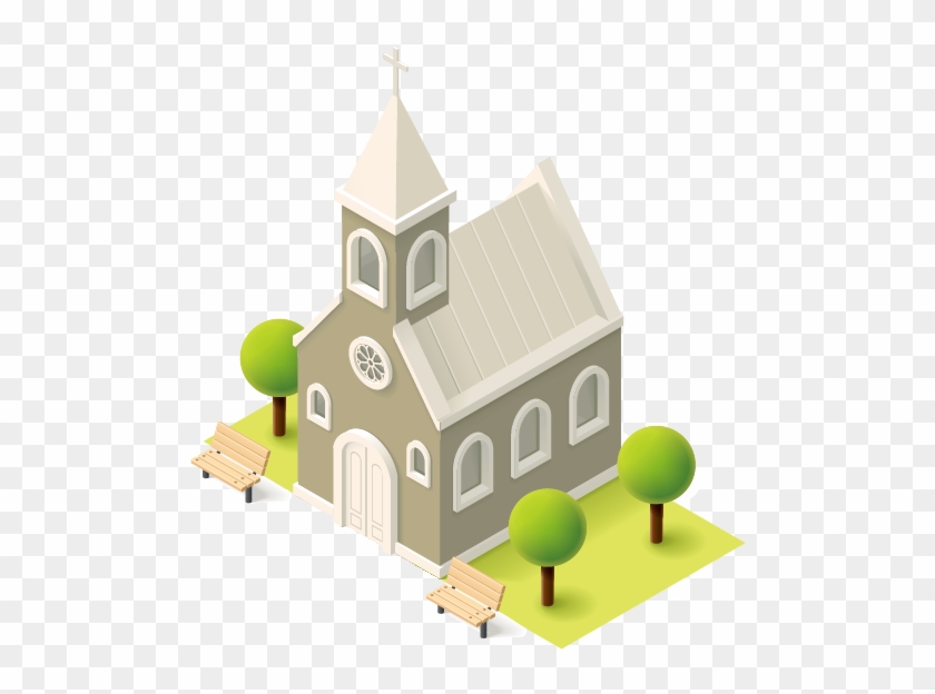 Christian Church Isometric Projection Illustration - Church Vector Isometric #951753