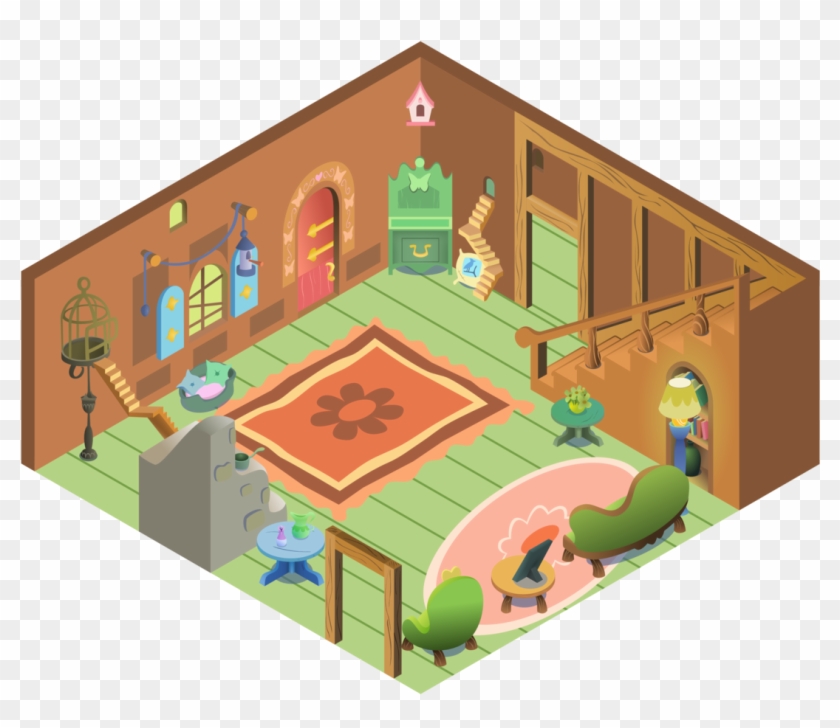 Ioverd, Building, Fluttershy's Cottage, Interior, Isometric, - Pony Fluttershy House #951781