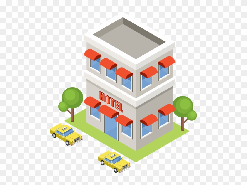 Isometric Hotel On A White Background - Drawing #951800