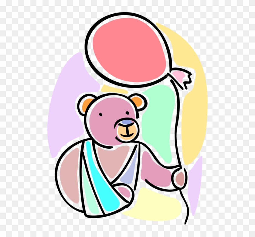 Vector Illustration Of Teddy Bear Accident Victim With - Balloon #951860