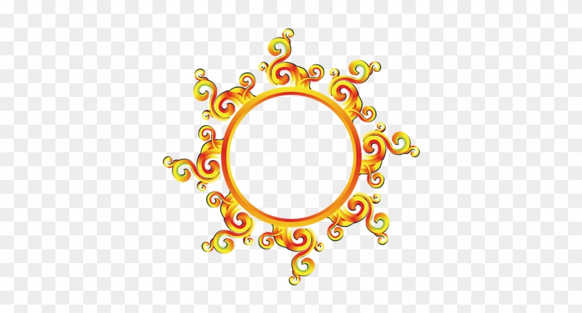 Golden Flame Circle Decoration - Clip Art #952284