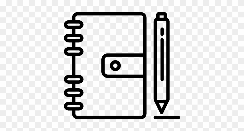 Closed Notebook And Pen Vector - Notebook With Pen Icon #952351