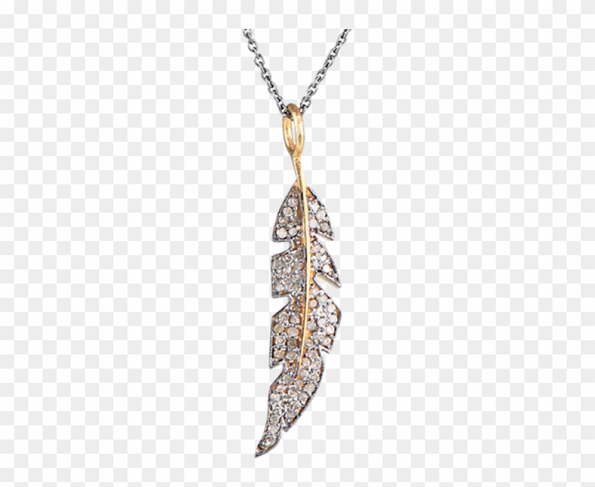 Fashionable Necklace With Feather Pendant Embellished - Pendant #952703