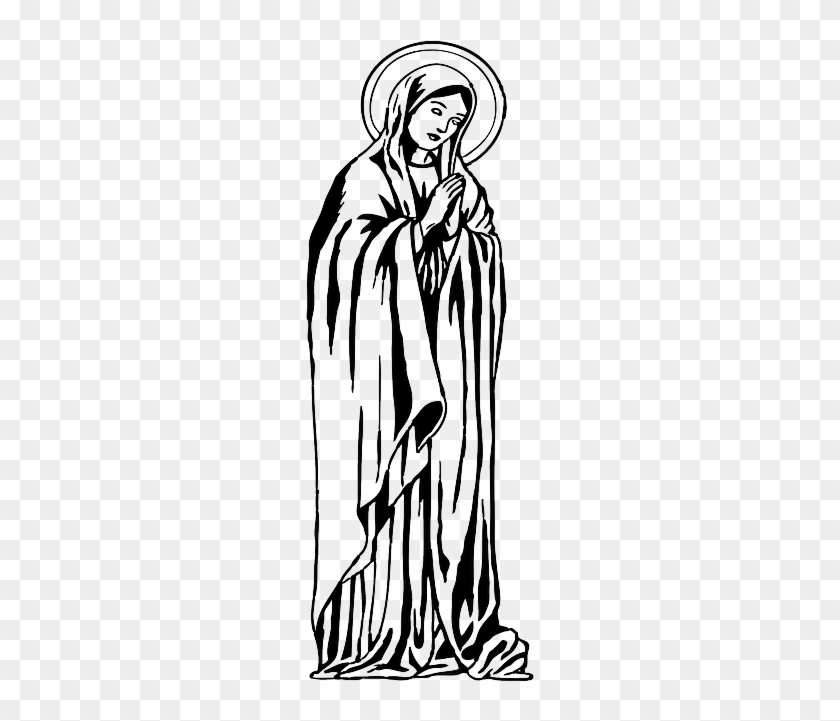 Religious Angel Clipart - Black And White Mary #952778