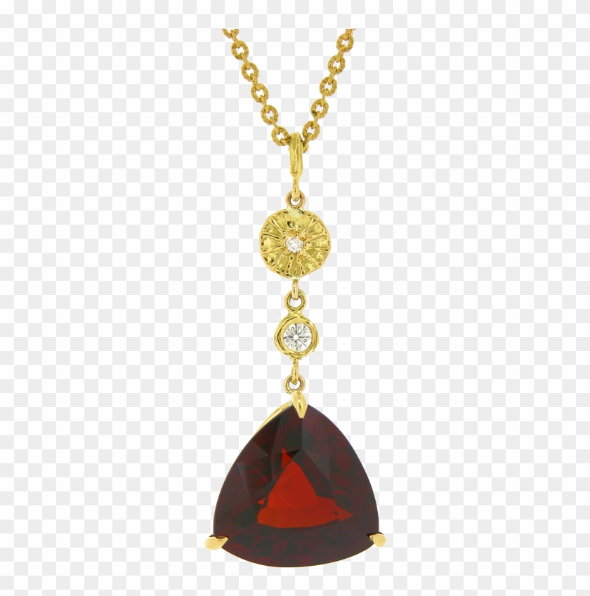Poppy Pod Pendant With Diamonds And Natural Color Red - Locket #952783