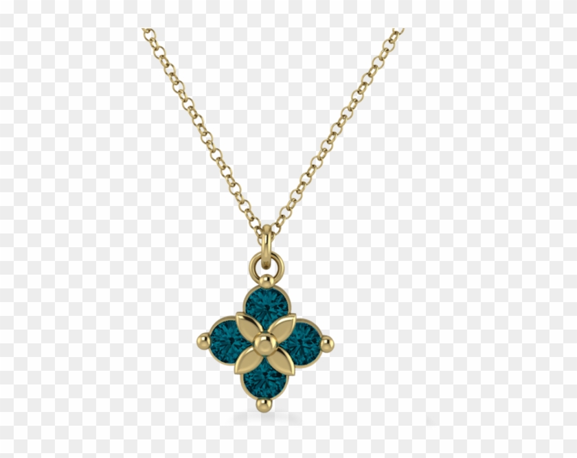 Ethical London Blue Topaz And Recycled White Gold Flower - Necklace #952786