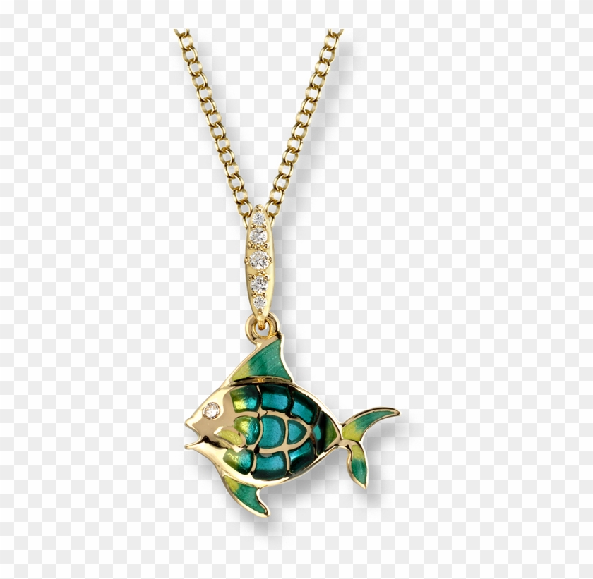Nicole Barr Designs 18 Karat Gold Angel Fish Necklace-turquoise - Diamonds Turquoise Angel Fish Necklace - 18k Gold 18 #952789