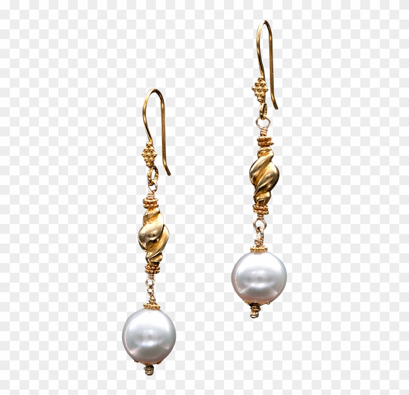 South Sea Pearl 14k And 18k Gold Dangle Earrings - Earrings #952860