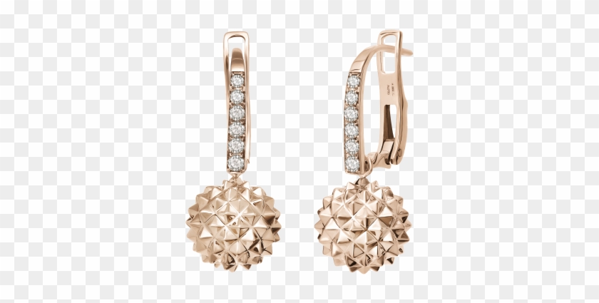 Pine Cone Diamond Round Earrings - Earrings #952921