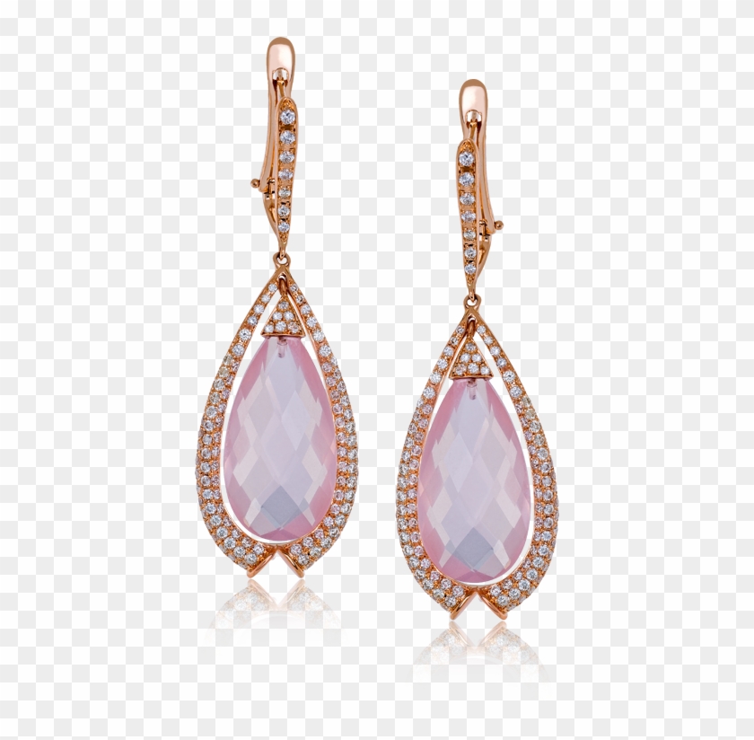 These Romantic Earrings From Our Vintage Vixen Collection - Zeghani Rose Quartz And Diamonds Rose Gold Earrings #952955