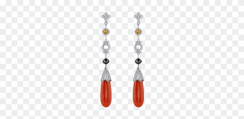 Neil Lane Diamond And Coral Earrings Set In Platinum, - .com #952981