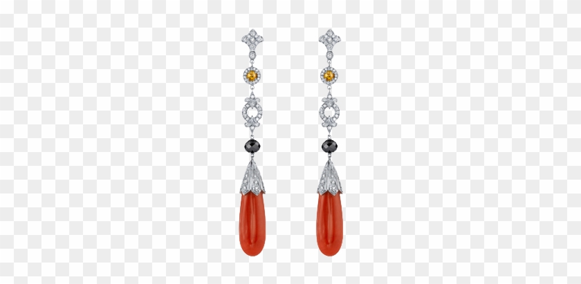 Neil Lane Diamond And Coral Earrings Set In Platinum, - .com #952981