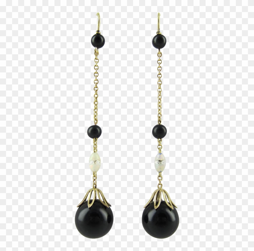 Art Deco Onyx Drop Earrings - Earrings #952987