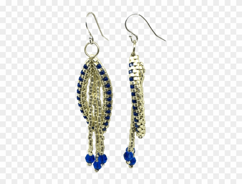 Blue And Silver Oval Chandelier Earrings - Earrings #953012