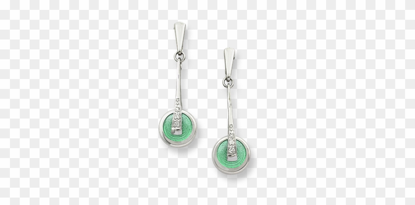Sterling Silver Circle Stud Earrings-green - Nicole Barr Silver & Green Diamond Drop Earrings #953014