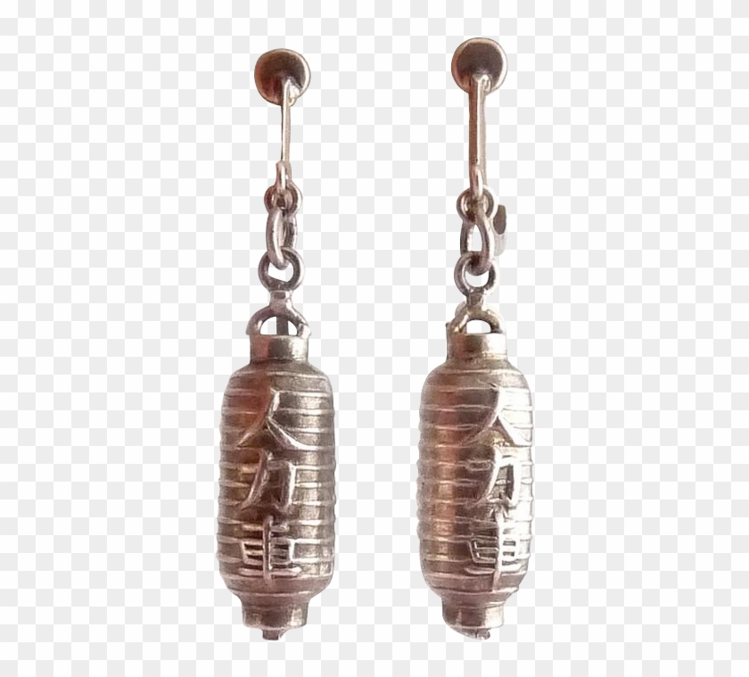 Vintage Sterling Silver Japanese Paper Lantern Earrings - Earrings #953015