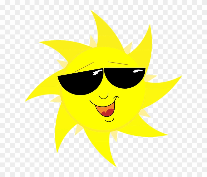 Smiling Sun With Sunglasses Vector Drawing - Sun With Sunglasses Png #953533