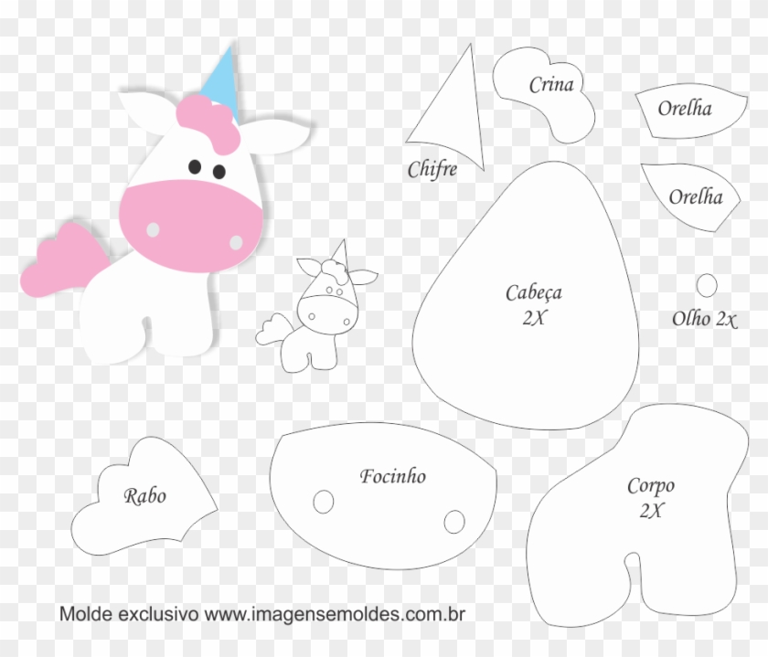 Molde De Unicórnio 8 Para Feltro Eva E Artesanato, - Diagram #953610