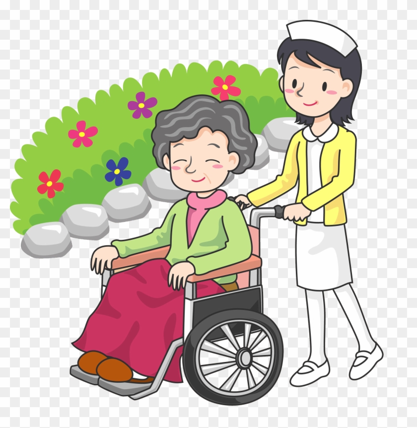 The Nurse Pushed The Wheelchair Man For A Walk - Wheelchair #953652