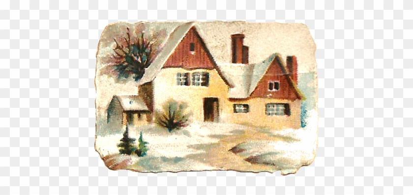 Vintage Victorian Winter House Clipart - Winter #954021