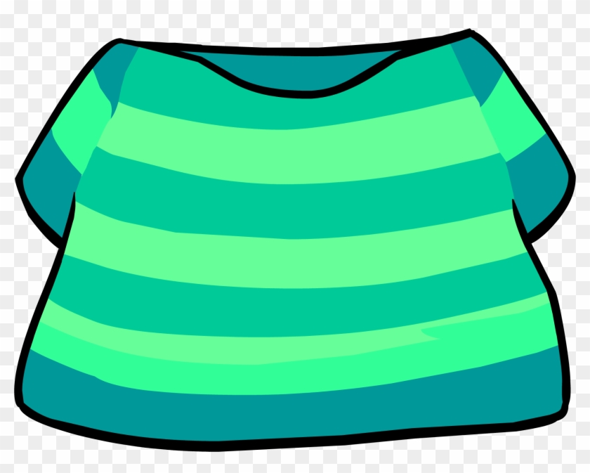 Aqua Striped T-shirt - Teal Tee Club Penguin #954080