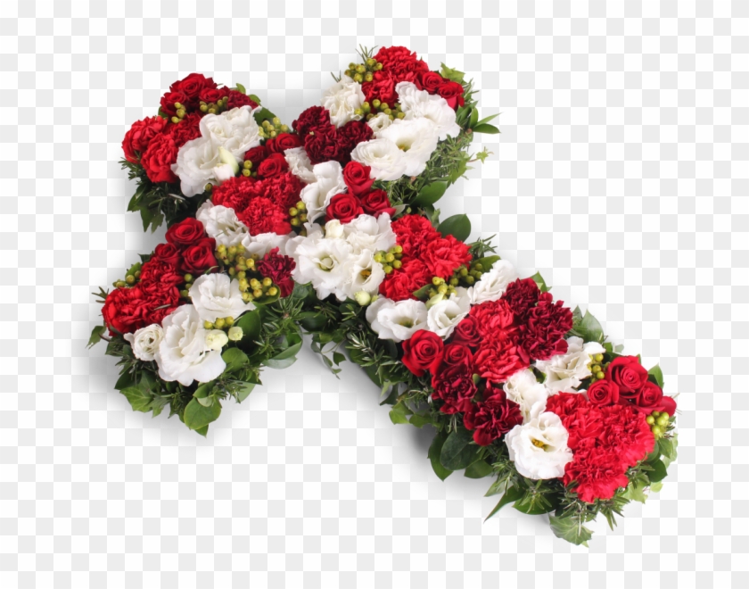 Red And White Cross - Funeral Flowers Png #954131