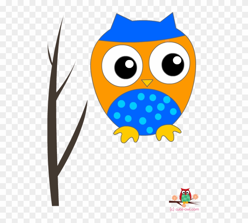 Blue Owl On A Branch Wall Decoration Sticker - Owl Baby Shower #954162