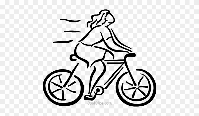 Woman On Her Bike Royalty Free Vector Clip Art Illustration - Frau Auf Fahrrad Clipart #954386