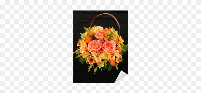 Vinilo Pixerstick Cesta Anaranjada Con Rosas Y Alstroemerias - Garden Roses #954541