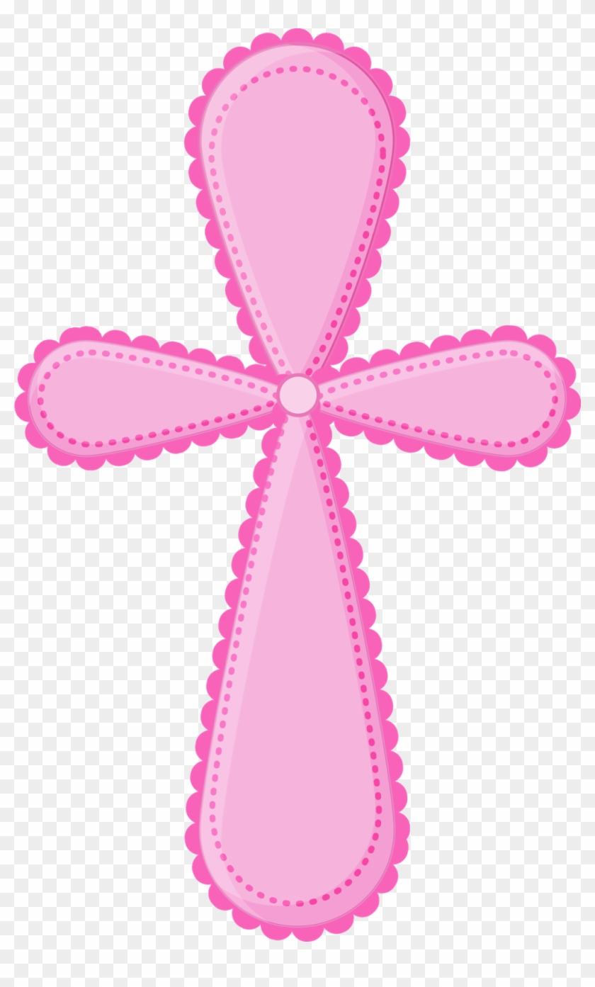 Baptism Christian Cross First Communion Eucharist Clip - Cross Clipart Pink #954587