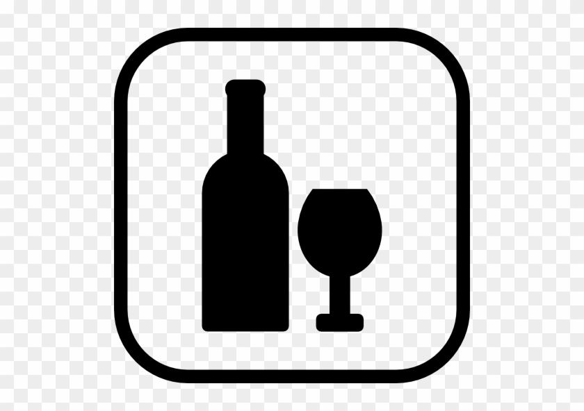 Wine Bottle And Glass Sign Free Icon - Bottle And Glass Sign #954609
