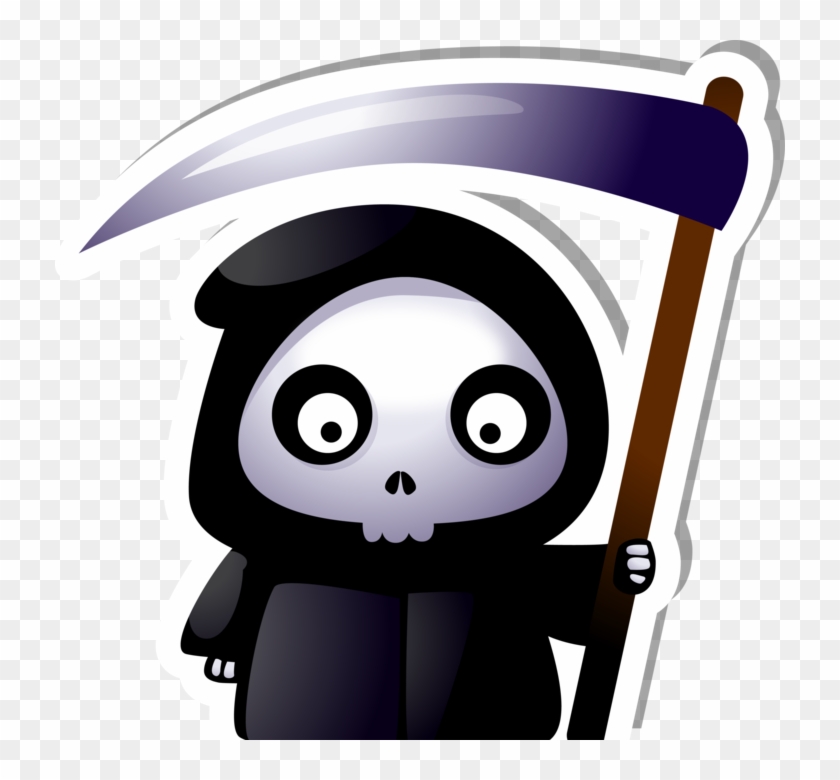 Cute Grim Reaper With Scythe Sticker - Cute Cartoon Grim Reaper #954846