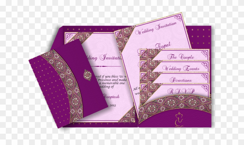 Pink, Purple & Gold Email Wedding Card With Ganesha - Envelope #955053