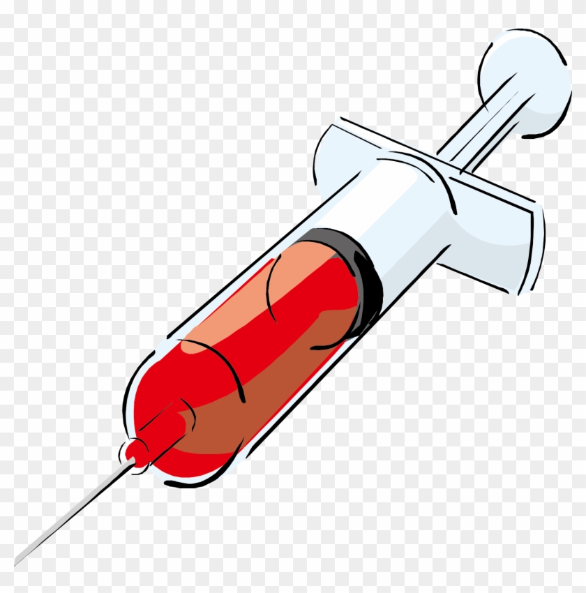 Hypodermic Needle Blood Syringe Injection Clip Art - Cartoon Syringe Png #955107