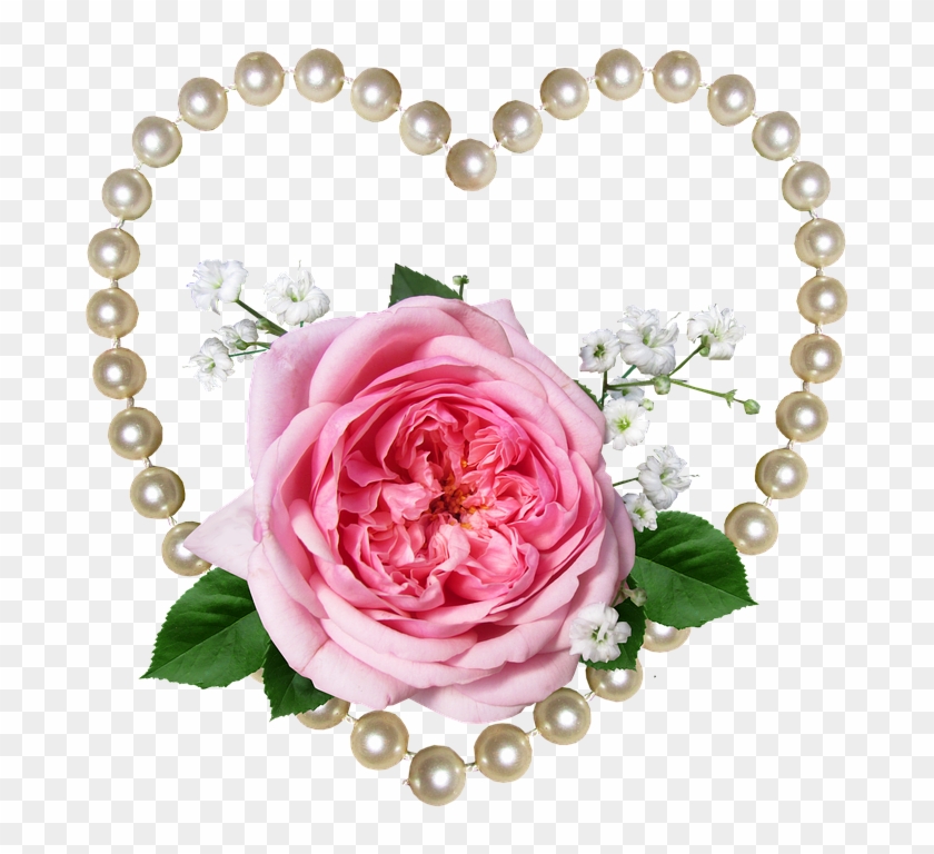 Heart, Flowers, Rose, Decoration - Corazon Png De Perlas #955147