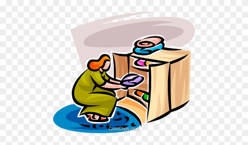 Woman Putting Away Laundry Royalty Free Vector Clip - Clipart Wäsche Schrank #955438