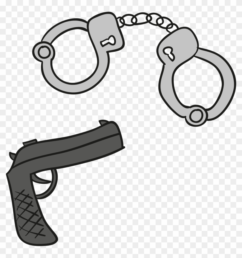 Vector Handcuffs And Gun - Clip Art #955599