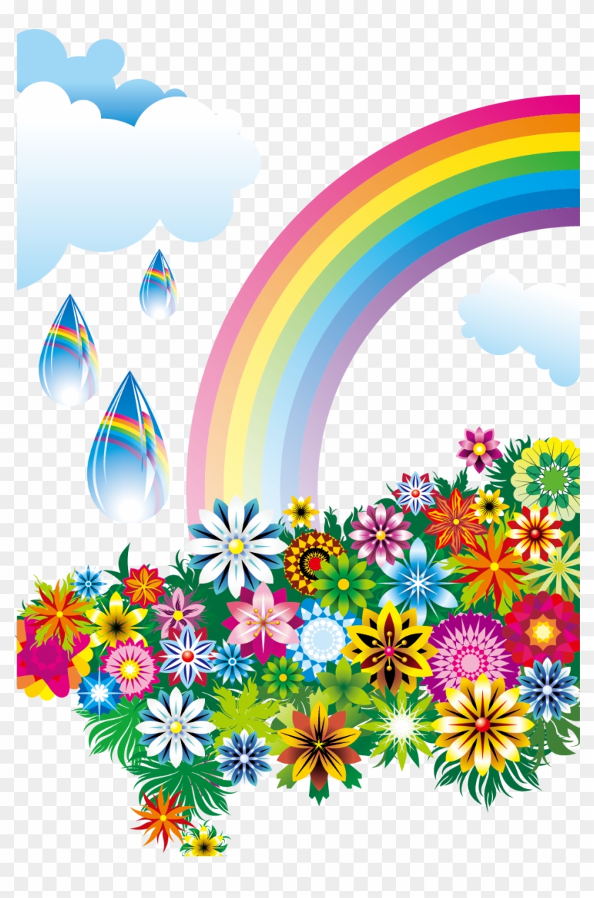 Rainbow Rose Flower Euclidean Vector - Rainbow And Flowers Png #955791
