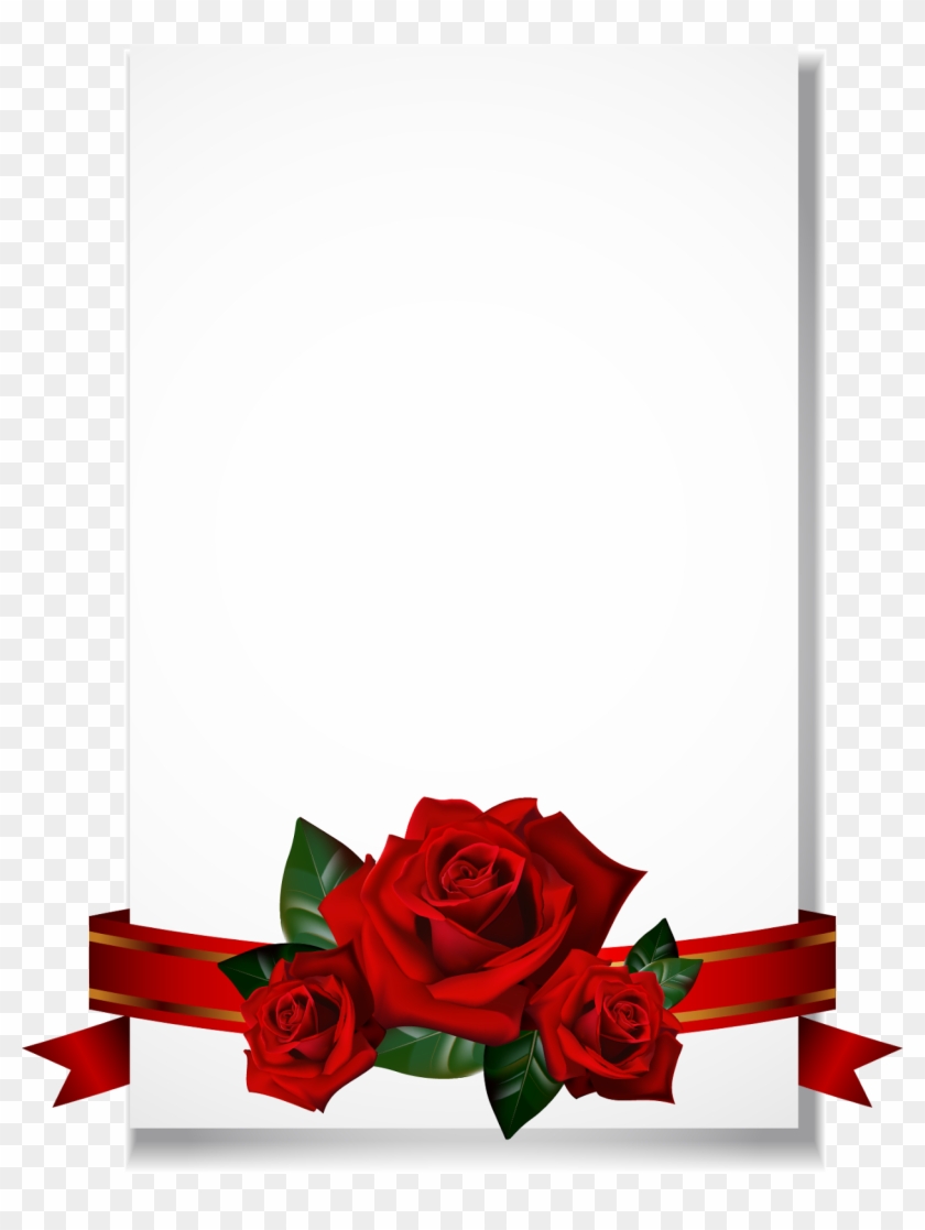 Wedding Invitation Borders And Frames Greeting & Note - Red Roses Png Frames #955886