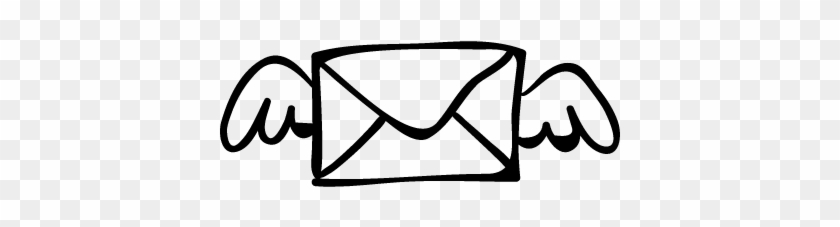 Email Winged Envelope Outlined Sketch Vector - Waxed Canvas Bag, Hobo Bag, Slouch Bag, Everday Bag, #956017